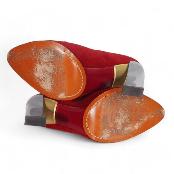 Calvin Klein Collection Calf Hair Heels Red / Grey Made in Italy Women's 8/39 - Picture 9 of 11